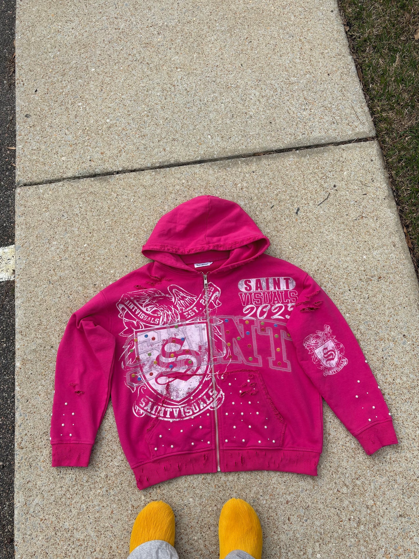 Saint visuals pink zip up hoodies