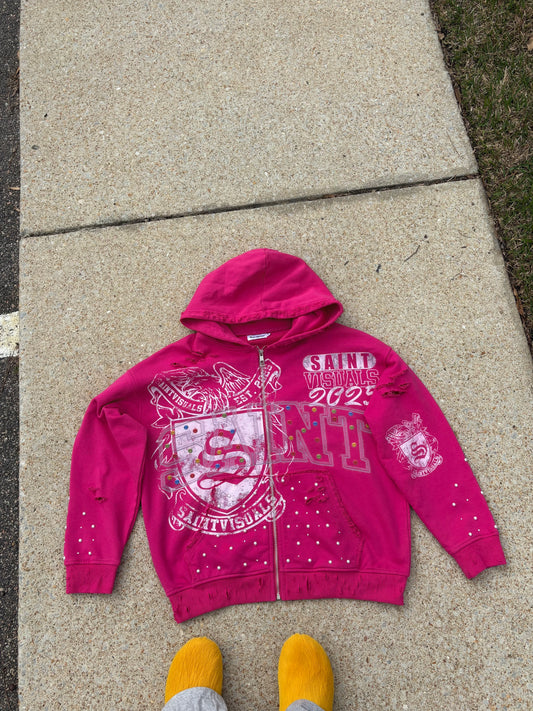 Saint visuals pink zip up hoodies