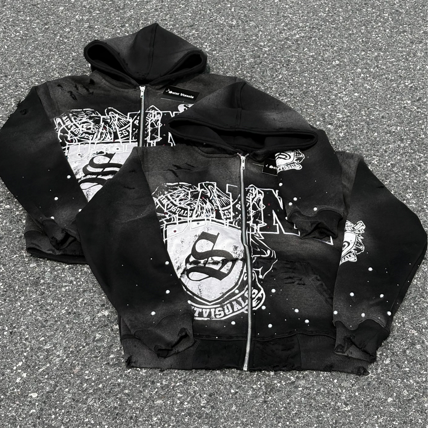 Saint visuals black zip up hoodie