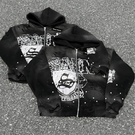 Saint visuals black zip up hoodie